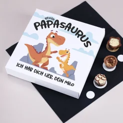Lindt Pralinen personalisiert mit Wunschtext als Geschenk zum Vatertag für Papa | Bester Papasaurus