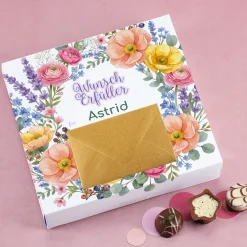 Lindt Pralinen Wunscherfüller mit Geldumschlag & Name | Geldgeschenk für Frauen zum Geburtstag