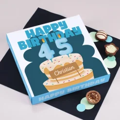 Lindt Pralinen zum Geburtstag mit Name und Alter in zwei Farbvarianten