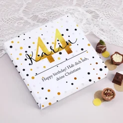 Lindt Pralinen zum Geburtstag mit schwarz-goldenem Motiv