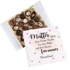 Lindt Pralinen zum Muttertag - Mütter halten ihrer Kinder Hände - mit Wunschtext