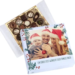 Lindt-Pralinen zu Weihnachten mit Ihrem Foto und Text bedruckt