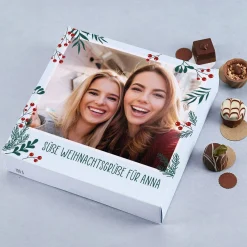 Lindt-Pralinen zu Weihnachten mit Ihrem Foto und Text bedruckt