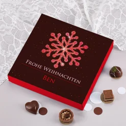 Lindt-Pralinen zu Weihnachten mit Schneekristall und Ihrem Wunschtext, 100 g