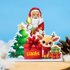 Lindt Schokoladenweihnachtsmann 70g mit personalisierter Verpackung zu Weihnachten | Rentier-Motiv