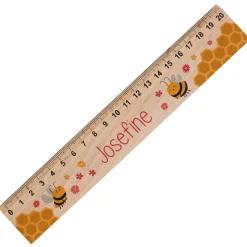 Lineal aus Holz für Mädchen personalisiert mit Name | Bienen Motiv | 20 cm