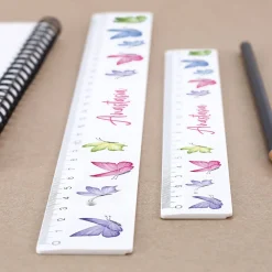 Lineal mit Watercolor Schmetterlingen und Namensaufdruck