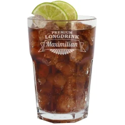 Longdrinkglas graviert mit Name und Premium Longdrink Motiv