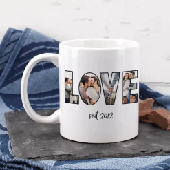 LOVE Fototasse mit Ihrem Wunschtext