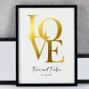 LOVE vergoldetes Wandbild mit Namen & Datum für Paare, 40x30cm