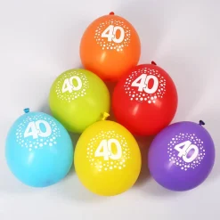 8 Luftballons zum 40. Geburtstag mit Punkten - bunt gemischt
