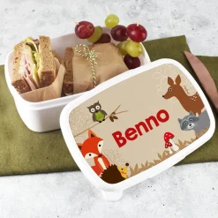 Lunchbox mit Waldtieren und Ihrem Wunschnamen bedruckt