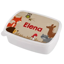 Lunchbox mit Waldtieren und Ihrem Wunschnamen bedruckt
