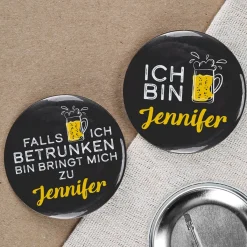 Lustige Buttons für Paare - Wenn ich betrunken bin bringt mich zu - mit Namensaufdruck