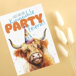Lustige Einladung zur kuuuuhlen Party - Geburtstagseinladung mit Ihrem Wunschtext