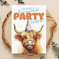 Lustige Einladung zur kuuuuhlen Party - Geburtstagseinladung mit Ihrem Wunschtext