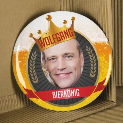 Lustiger XXL Bier-Button mit Ihrem Wunschfoto und eigenen Texten bedruckt