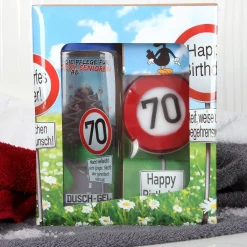 lustiges Geburtstagsgeschenk - Badset Verkehrszeichen zum 70. Geburtstag