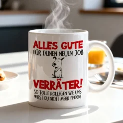 Lustige Tasse 'Alles Gute für deinen neuen Job, Verräter!' | Abschiedsgeschenk für Kollegen