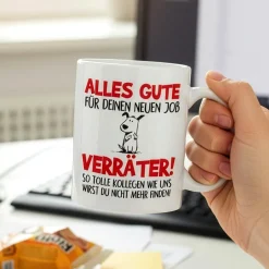 Lustige Tasse 'Alles Gute für deinen neuen Job, Verräter!' | Abschiedsgeschenk für Kollegen