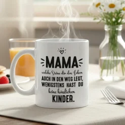Lustige Tasse 'Mama - wenigstens keine hässlichen Kinder' für Mütter zum Muttertag & Geburtstag