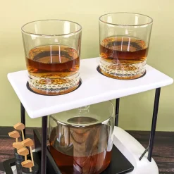Luxus Whisky Dekantierset im Golfcart personalisiert mit Name und Wunschtext | Dekanter Set für Golfer