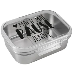 Mach mal Pause - Brotbox aus Metall mit Name bedruckt