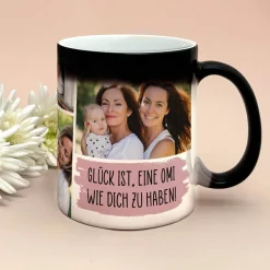 Magic Tasse mit 4 Fotos und Wunschtext