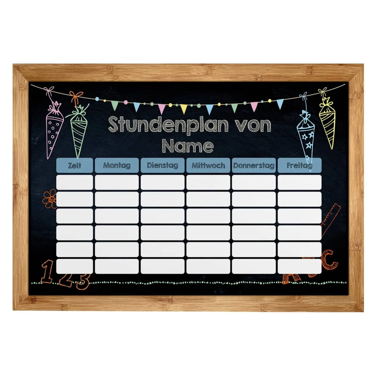 Magnetischer Stundenplan in Tafeloptik mit Ihrem Wunschnamen