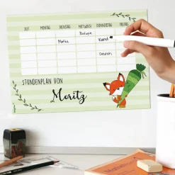 Magnetischer Stundenplan mit Fuchsmotiv zur Einschulung