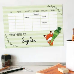 Magnetischer Stundenplan mit Fuchsmotiv zur Einschulung