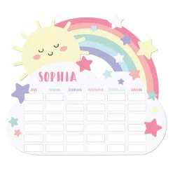 Magnetischer Stundenplan - Regenbogen, Sterne und Wolke - mit Name