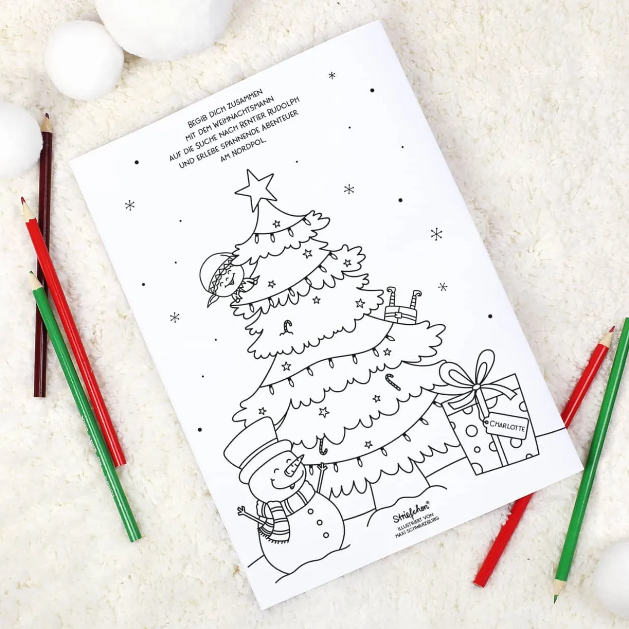 Malheft zu Weihnachten für Mädchen und Jungen