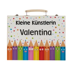 Malkoffer mit Name & Wunschtext - Stifte Motiv | Geschenk zur Einschulung & Geburtstag für Kinder