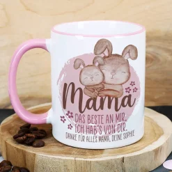 Mama, das Beste an mir, ich hab's von Dir - Tasse zum Muttertag mit Wunschtext
