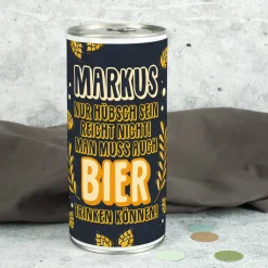 Man muss auch Bier trinken können! - 1 Liter Bierdose mit persönlicher Banderole