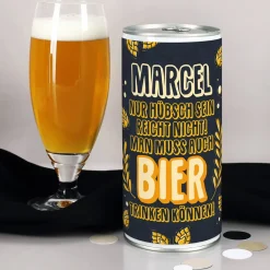 Man muss auch Bier trinken können! - 1 Liter Bierdose mit persönlicher Banderole