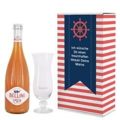 Maritimes Geschenkset mit Bellini und Cocktailglas