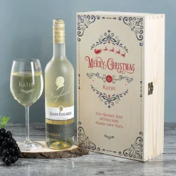 Maybach Weißwein Geschenkset zu Weihnachten mit Holzbox