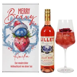 Merry Berry - Lillet Geschenkset mit Glas und Geschenkbox zu Weihnachten