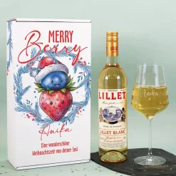 Merry Berry - Lillet Geschenkset mit Glas und Geschenkbox zu Weihnachten