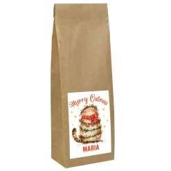 Merry Catmas - Früchtetee mit weihnachtlichem Katzenmotiv und Name