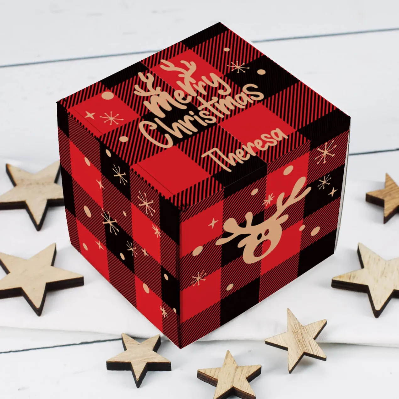 Merry Christmas - Personalisiertes Geschenkset mit kleinem Stollen und goldener Glitzertasse