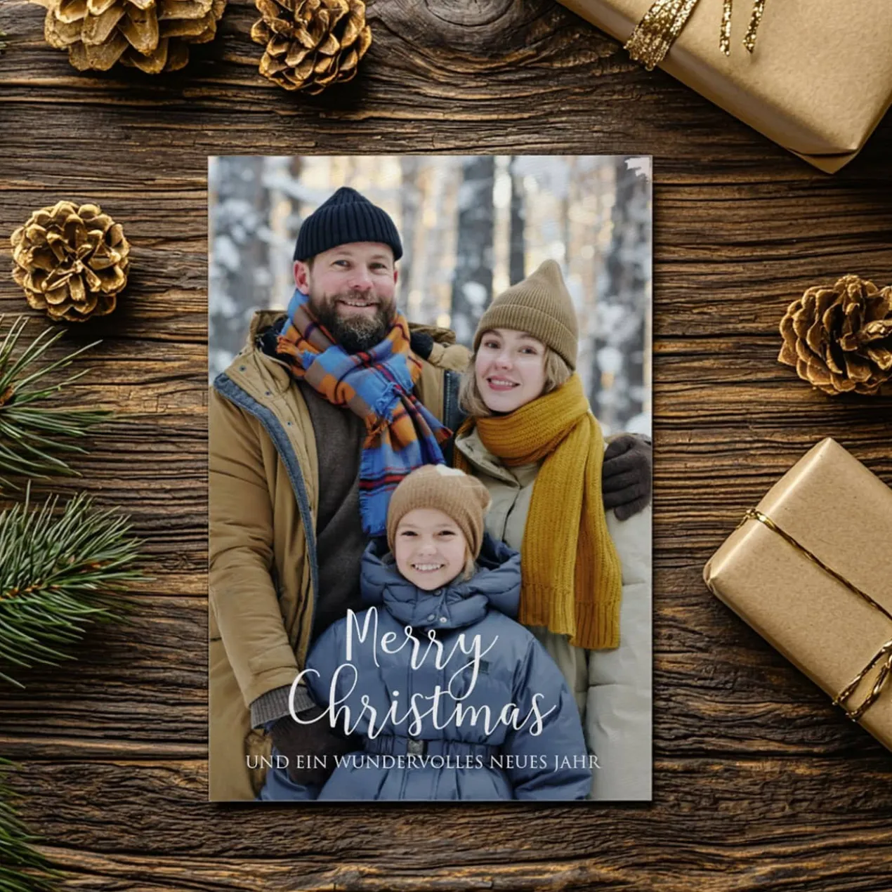 Merry Christmas - Weihnachtskarte mit Ihrem Text und Foto