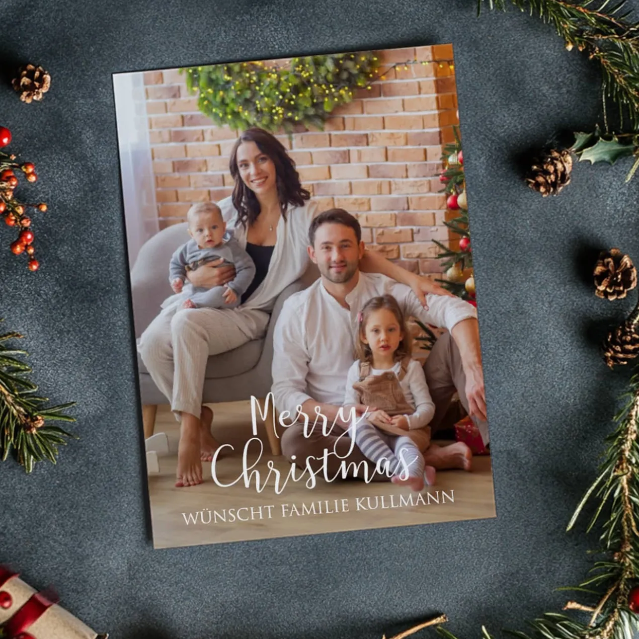 Merry Christmas - Weihnachtskarte mit Ihrem Text und Foto