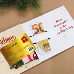 Merry Christmas - Ziehkarte für Geldgeschenke zu Weihnachten