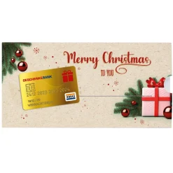 Merry Christmas - Ziehkarte für Geldgeschenke zu Weihnachten