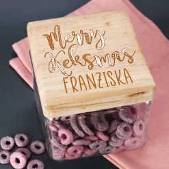 Merry Keksmas - Vorratsglas in 4 Größen mit Wunschname