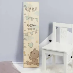 Messlatte für Jungs mit Teddymotiv und Namensaufdruck