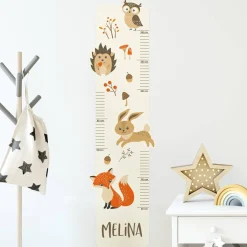 Messlatte Wandtattoo - Waldtiere - mit Namensaufdruck